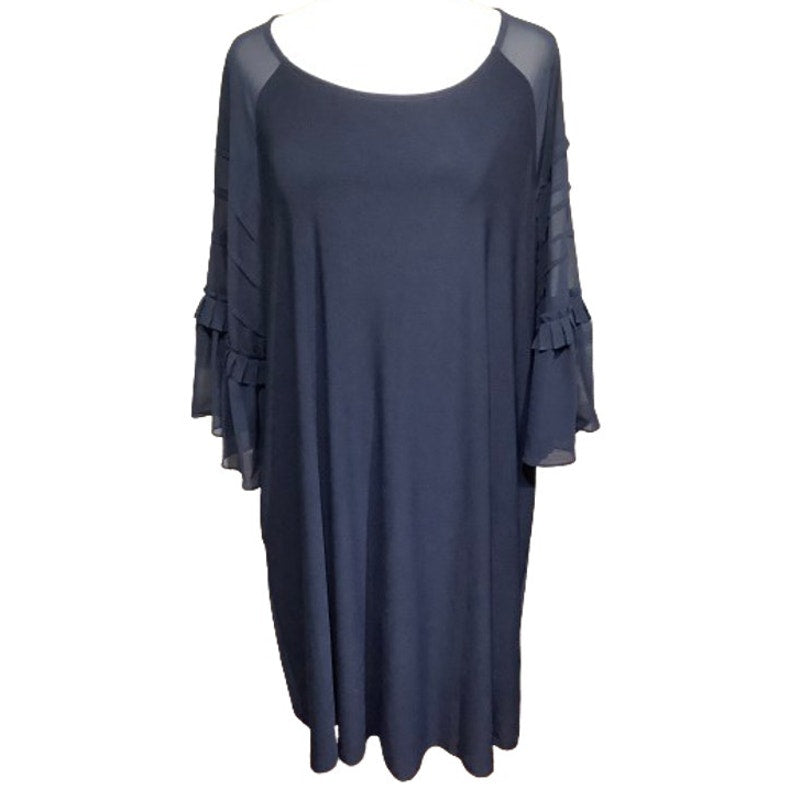 Nina Leonard Blue Ruffle Sleeve Dress - Sz 1X Boho Chic Stevie Nicks Whymsigoth