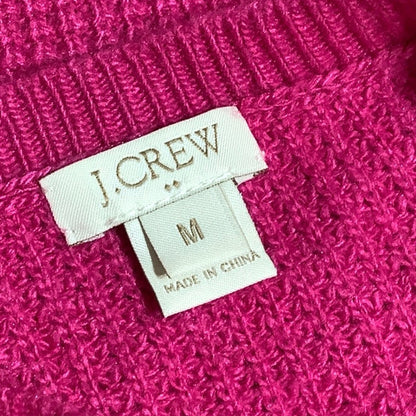 J.Crew Hot Pink Waffle Knit Sweater Size Medium - Preppy, Cozy, Casual