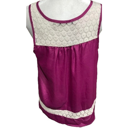 Chloe Kai Magenta & White Lace Detail Tank Top M Summer Casual Feminine Fairy