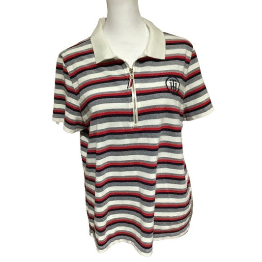 Tommy Hilfiger Red/White/Blue Striped Short Sleeve Top - Sz XL