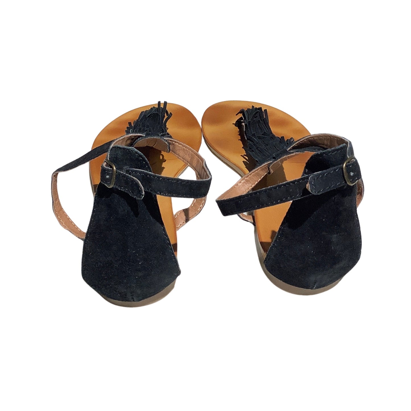Lucky Brand Wekka Fringe Flat Sandals Women Size 8.5M— Boho, Festival, Summer