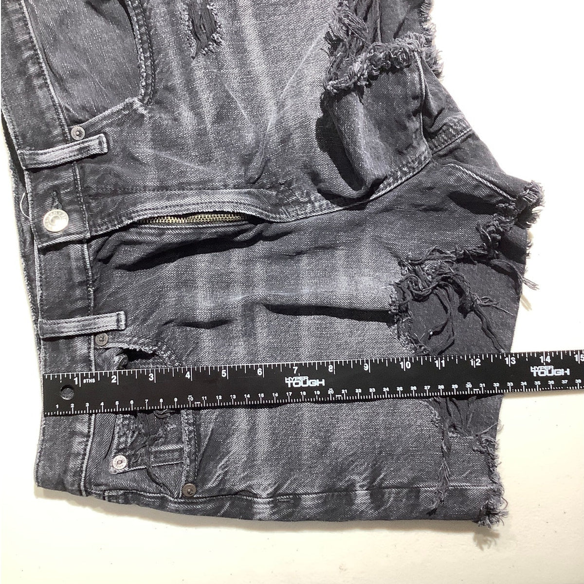 American Eagle Women's 6 Black Distressed Stretch Cutoff Denim Shorts