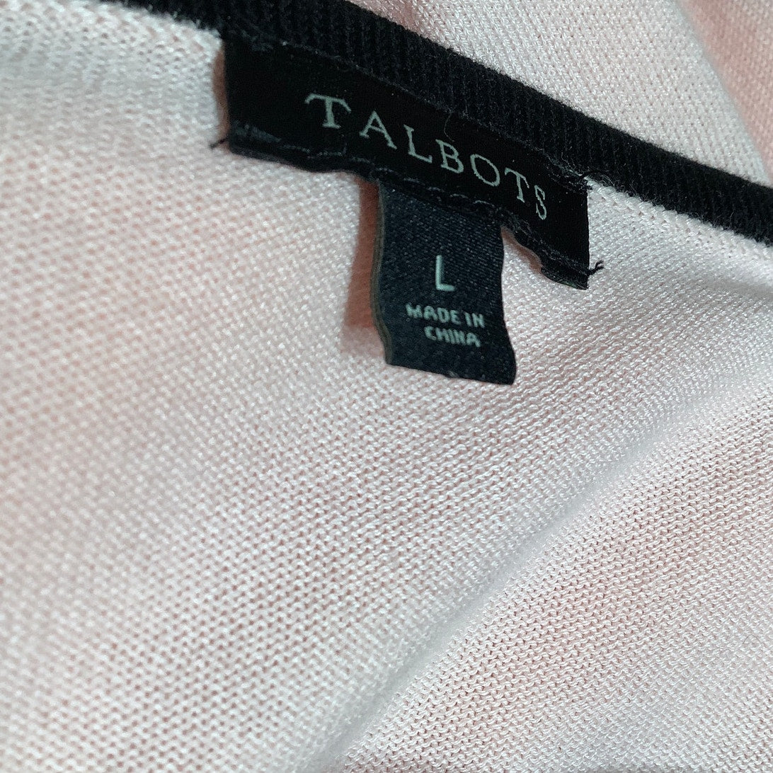 Talbots Women's Top Pink/Black Long Balloon Sleeves Feminine Preppy Coquette