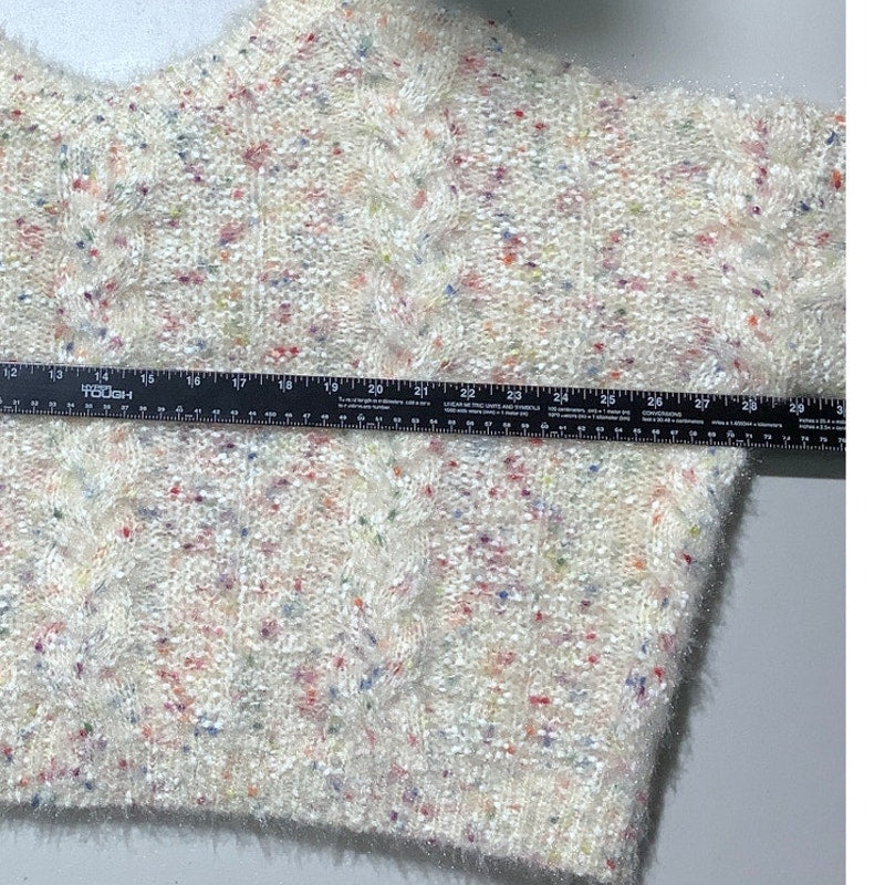 POL Ivory Fuzzy Confetti Sweater Top Women’s Size S/M — Boho, Cozy, Oversized