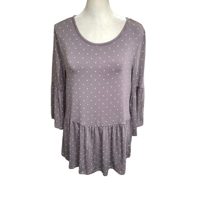 Matilda Jane Purple Polka Dot Long Sleeve Peplum Top M, Feminine, Whimsical