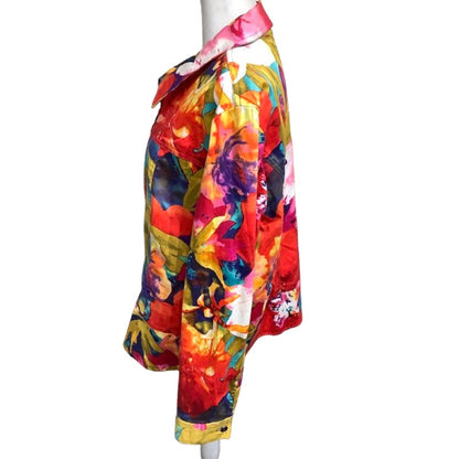 Erin by Erin London Colorful Floral Multicolor Jacket M - Art, Boho, Vibrant