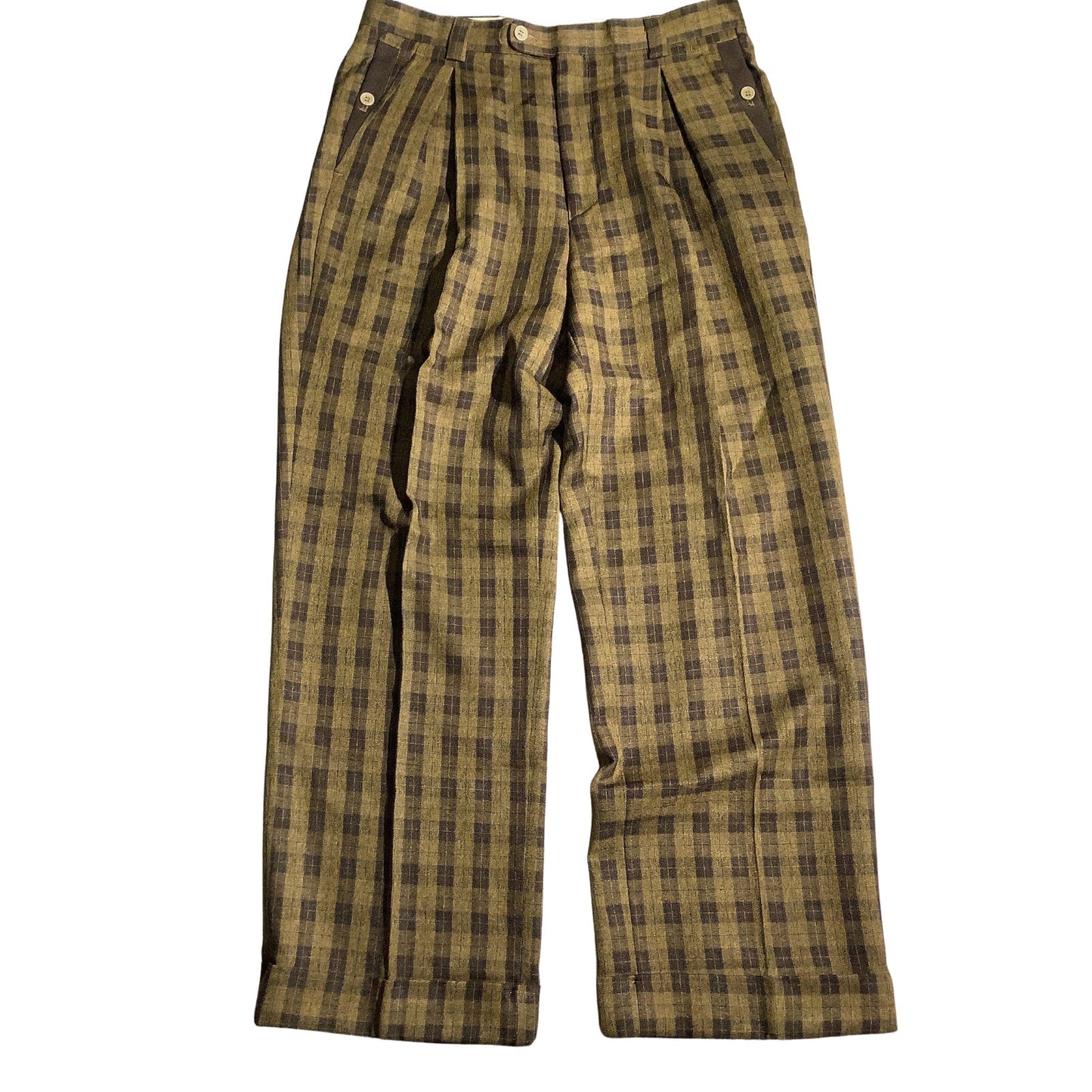 Giorgio Brutini Plaid Dress Pants Men’s 34W x 32L – Vintage, Formal, Cuffed Hem