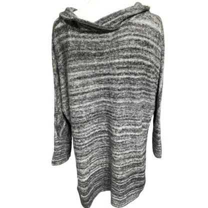 Field Flower Grey White Black Blend Oversized Sweater L - Lagenlook, Cozy, Boho