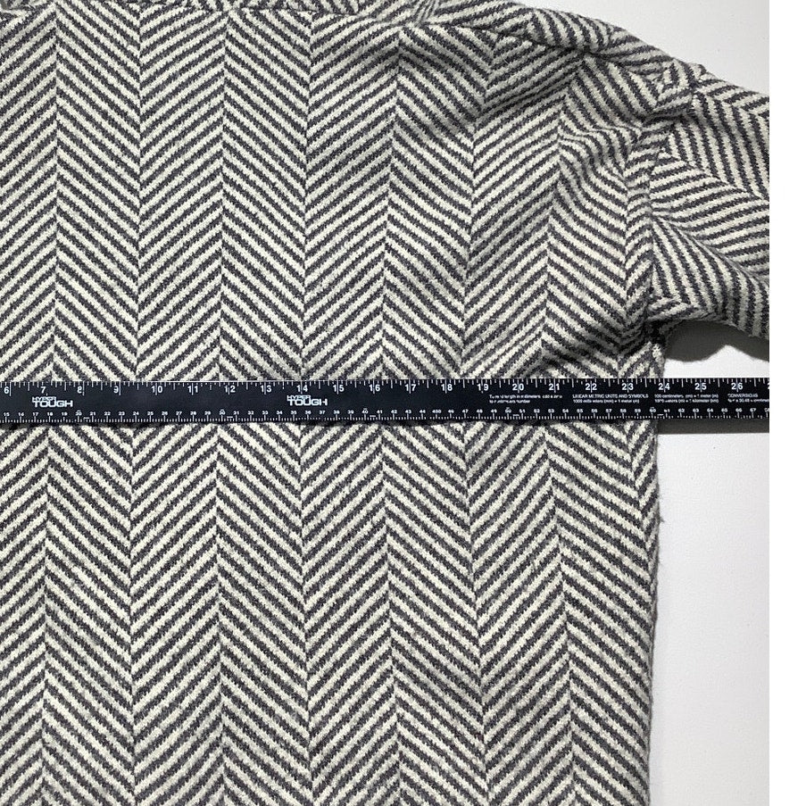 POL Gray White Chevron V-Neck Hoodie Women Small — Cozy, Boho, Oversized