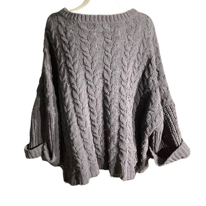 POL Dark Gray Chunky Knit Sweater Women S — Oversized, Cozy, Boho