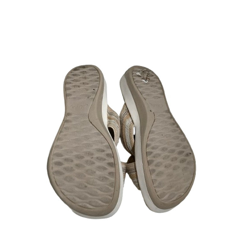 Clarks Cloudsteppers Sandals - Brown Tan White - Comfort, Casual, Versatile