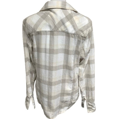 Columbia Shirt M Tan Plaid 100% Cotton Outdoor Casual Button-Down Hiking Camping