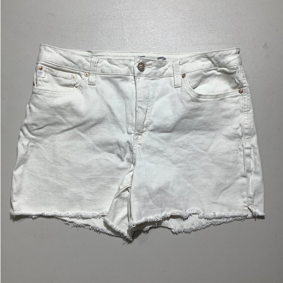 Seven7 Women's 14 White Weekend Denim Shorts Frayed Hem Casual