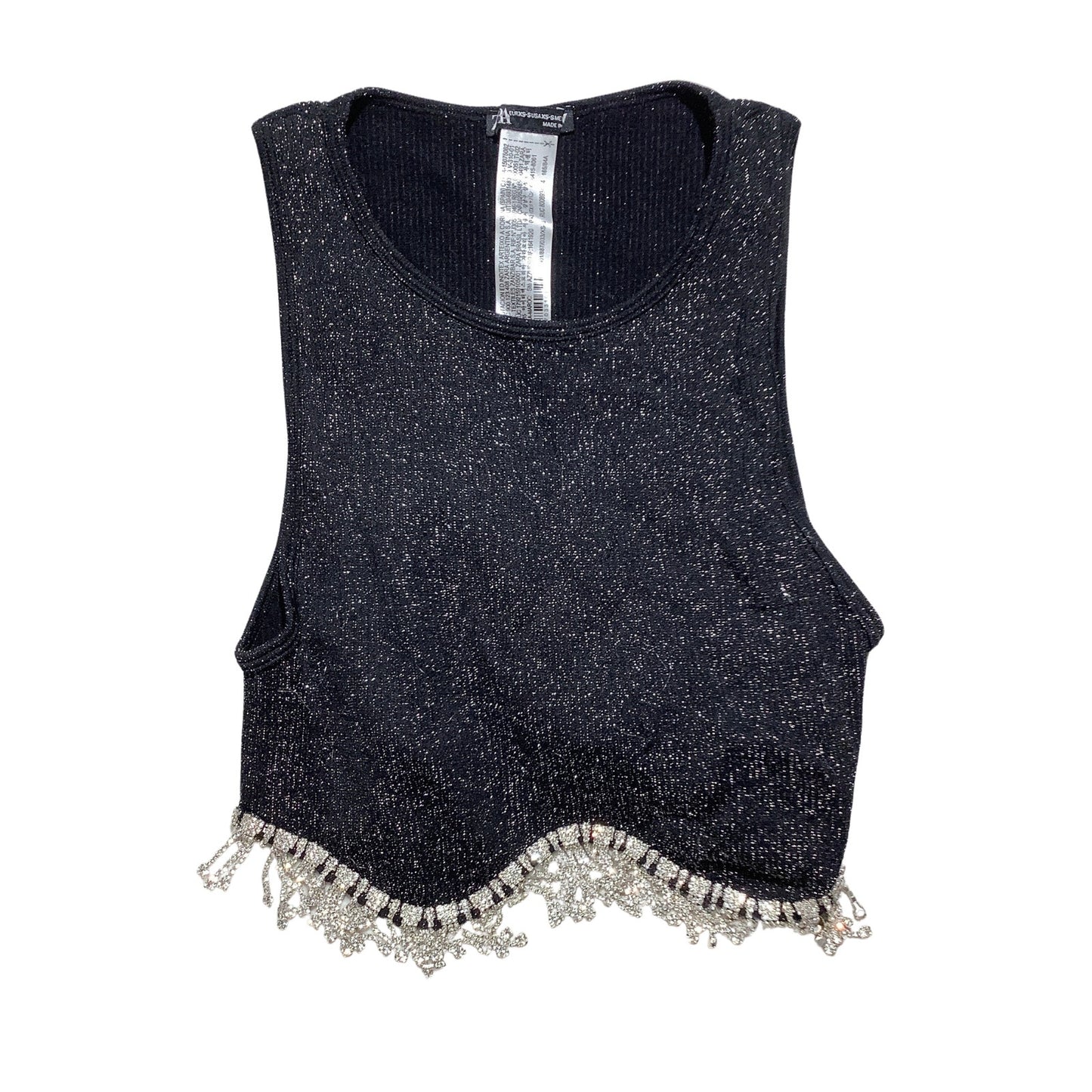 Zara Girls Black Sleeveless Crop Top Size XS — Party, Glam, Trendy