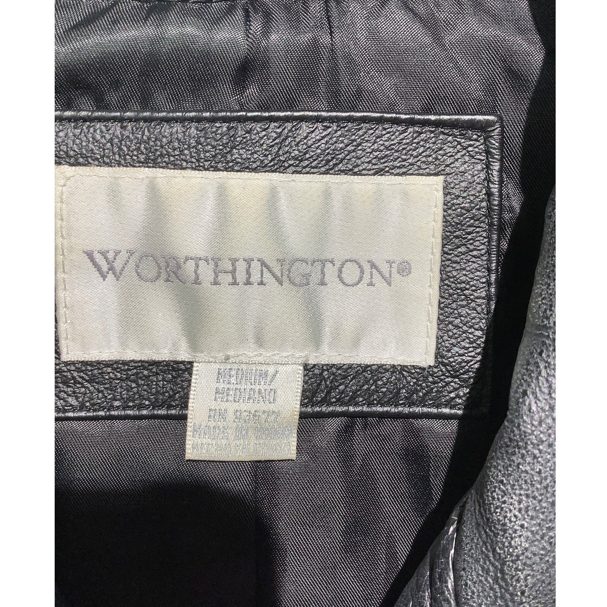 Worthington Women's M Black 100% Leather Full Zip Jacket Classic Collar