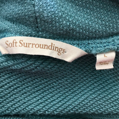 Soft Surroundings Teal Drawstring Collar Tunic  Size L - Cozy, Casual, Relaxed