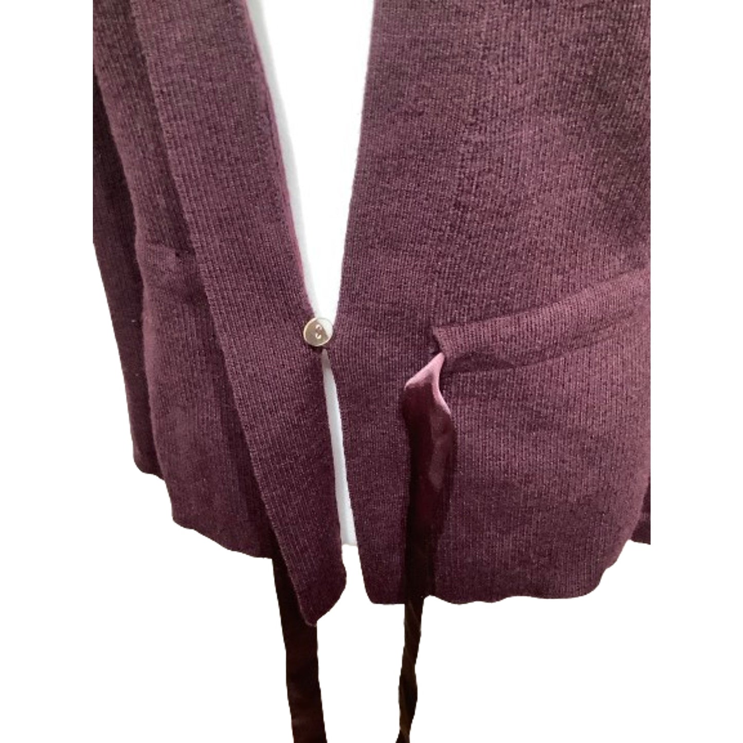 A Giannetti Plum Cardigan Large Boho Cottagecore Retro Tie Button Closure