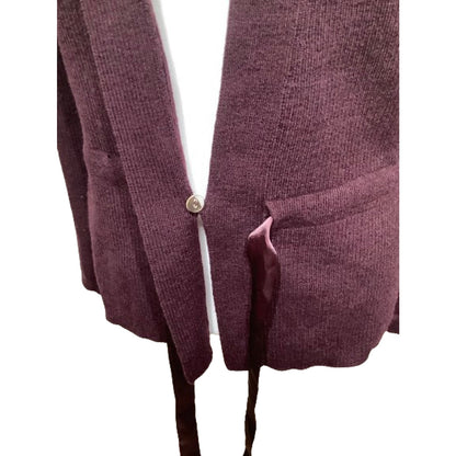 A Giannetti Plum Cardigan Large Boho Cottagecore Retro Tie Button Closure