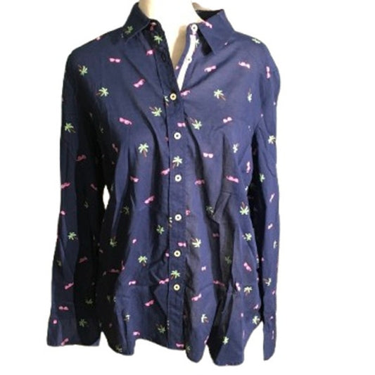 Talbots Navy Blue Shirt LG Petite - Preppy, Coastal, Vacationcore