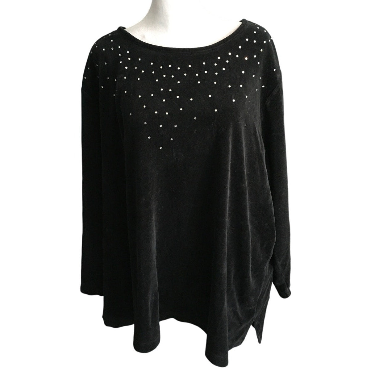Quacker Factory Black Long Sleeve Top – Elegant, Sparkly, Comfortable