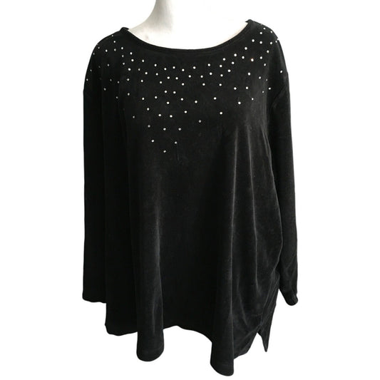Quacker Factory Black Long Sleeve Top – Elegant, Sparkly, Comfortable