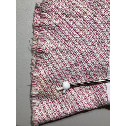 Reba Pink White Tweed Skirt Women’s Size 10 — Silk Blend, Ruffle Hem, Feminine