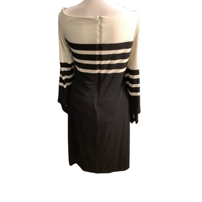 Lauren Ralph Lauren Size 12 Black & White Midi Dress – Elegant, Chic, Timeless