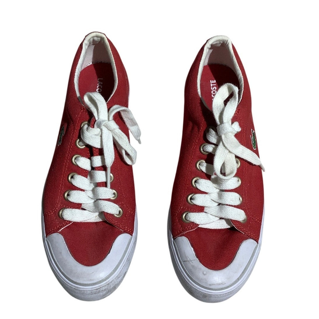 Lacoste Red White Canvas Sneakers Size 8 — Casual, Preppy, Streetwear