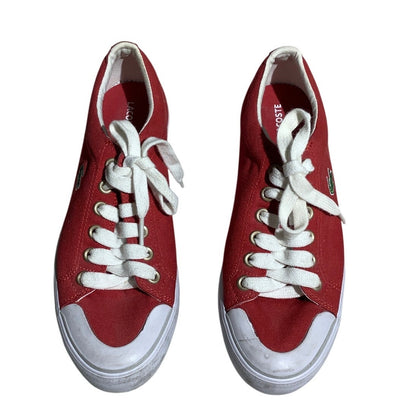 Lacoste Red White Canvas Sneakers Size 8 — Casual, Preppy, Streetwear
