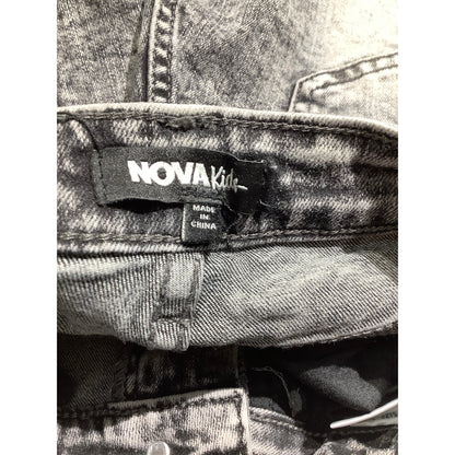 Nova Kids Black Gray Acid Wash Jeans Child Size 7 — Distressed, Bootcut, Trendy