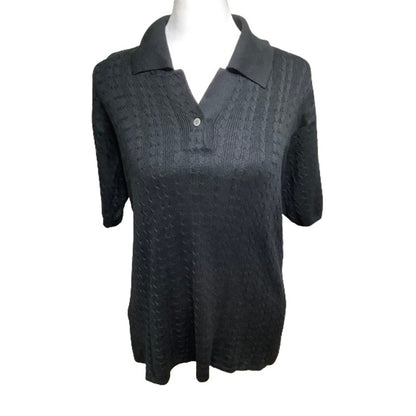 Bobby Jones Women's Black Polo Shirt - Size L - Classic, Preppy, Versatile