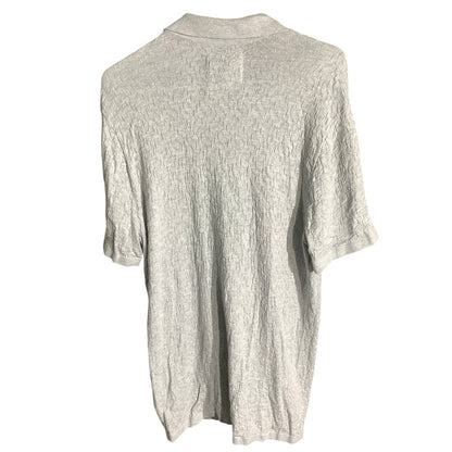 Hollister Men's M Light Gray Textured Crinkle Button Up Collared Shirt