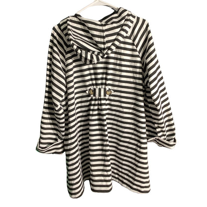 For Cynthia Striped Nautical Jacket Women’s L — Button Up, Hooded, Casual