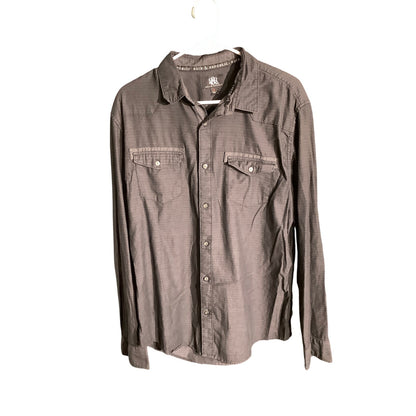 Rock & Republic Men's L Black 100% Cotton Textured Long Sleeve Button Down
