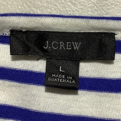 J.Crew White Blue Striped T-Shirt Women’s Large – Nautical, Casual, Relaxed Fit