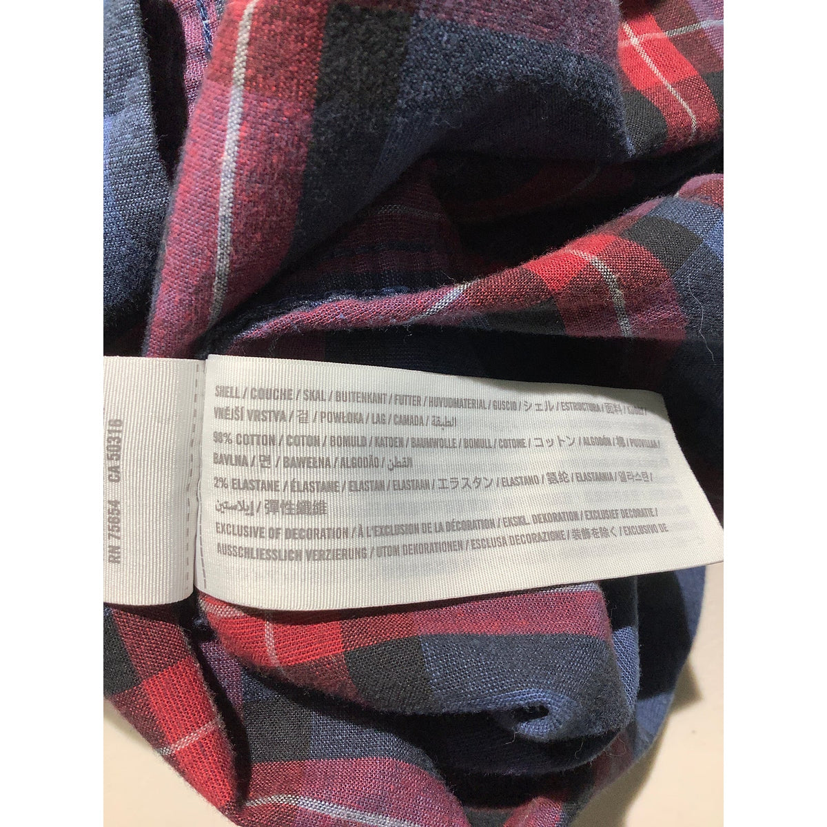 Hollister Men's XL Navy Red Plaid Epic Flex Stretch Slim Fit Shirt