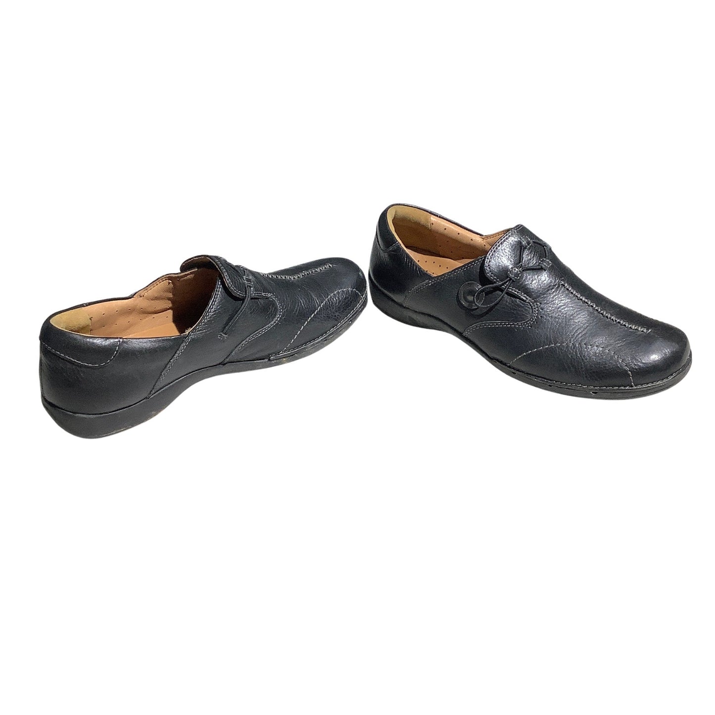 Clarks Un Loop Black Leather Slip-On Shoes Women 11M — Comfort, Casual, Walking