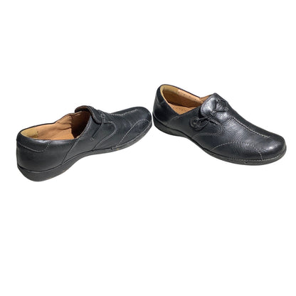 Clarks Un Loop Black Leather Slip-On Shoes Women 11M — Comfort, Casual, Walking