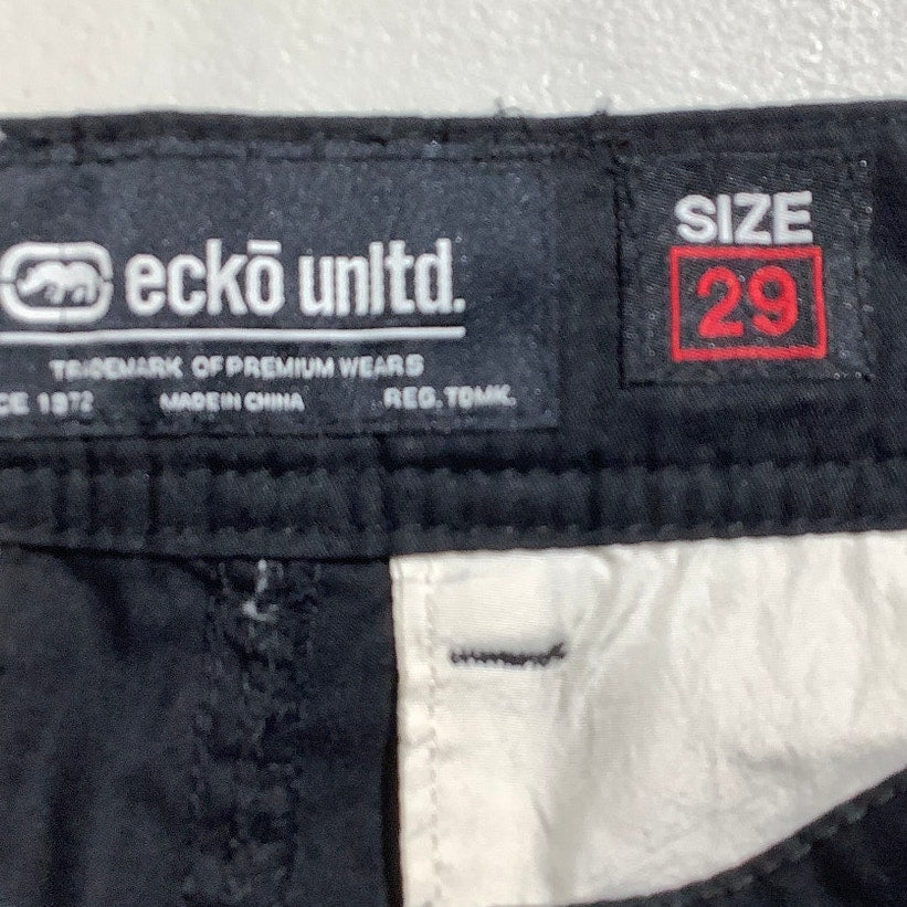 Ecko Unltd Black Cargo Shorts Men’s Size 29 – Streetwear, Utility, Raw Cut