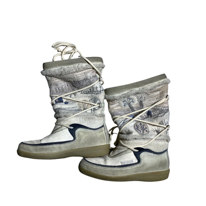 Vintage Tecnica Après Ski Fur Boots Ivory Women’s 5 — Retro, Winter, Alpine