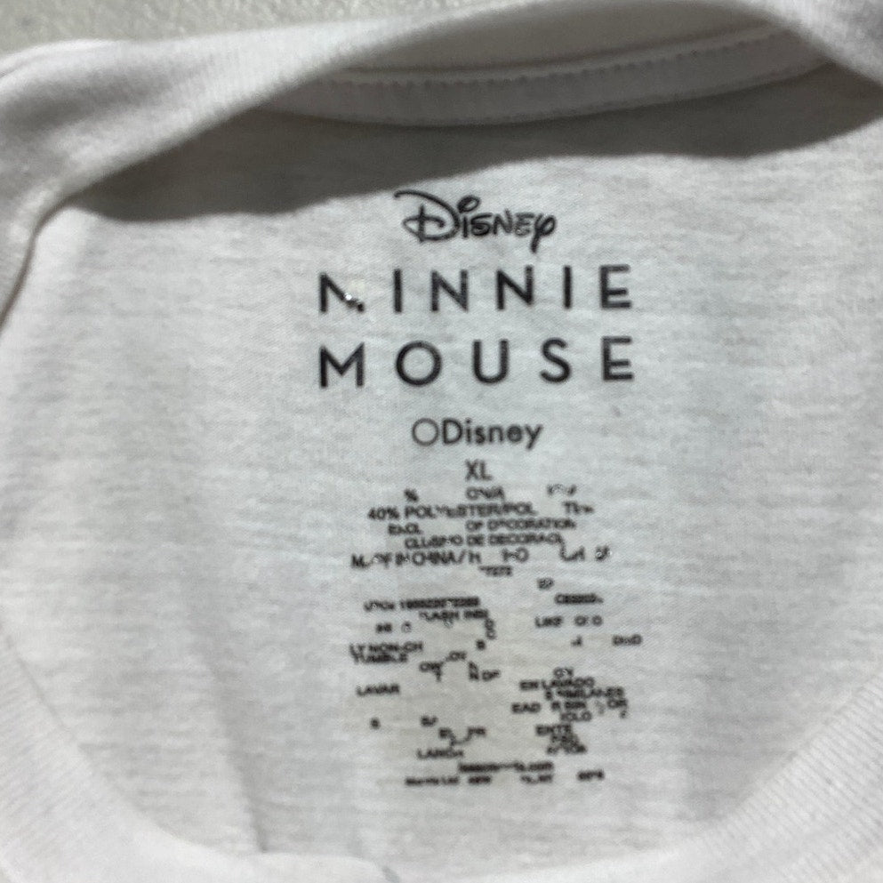 Disney Minnie Mouse Racing T-Shirt Women’s Size XL – White, Graphic, Crew Neck