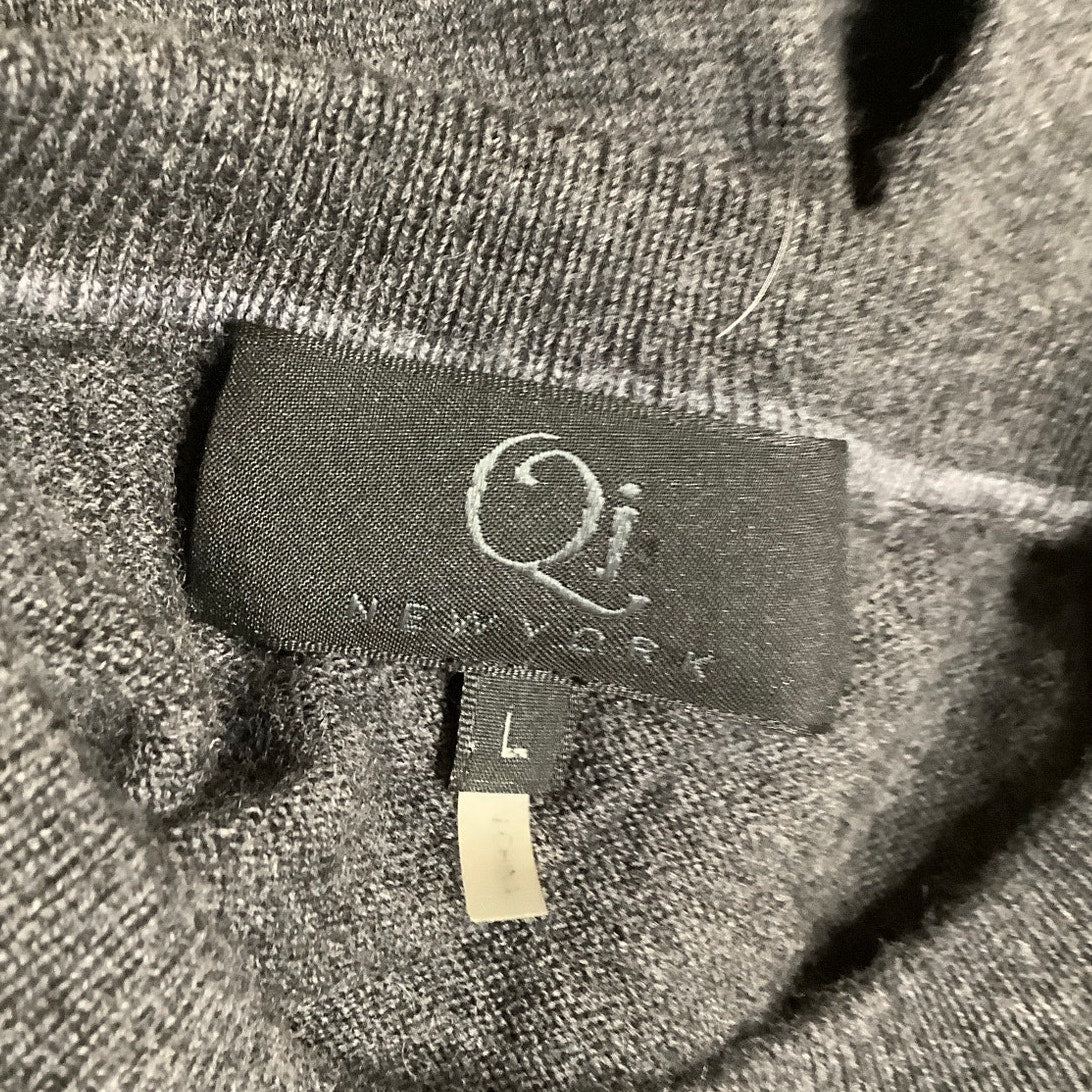 Qi New York Men's Grey 100% Wool Sweater - Size L - Minimalist, Cozy, Preppy