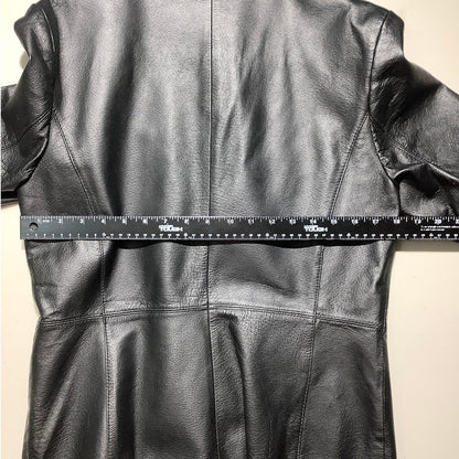 Worthington Women's M Black 100% Leather Full Zip Jacket Classic Collar