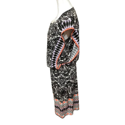 London Style Collection Black White Multicolor Dress, Size 6, Bohemian, Ethnic, Geometric