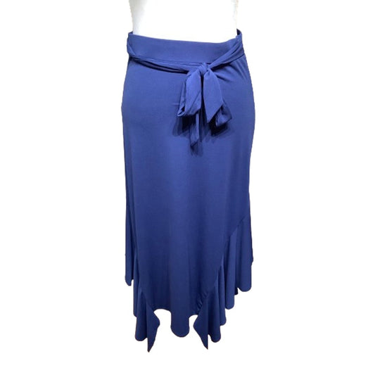 Christian Siriano for C Wonder Blue Asymmetrical Tie Waist Midi Skirt XS Office