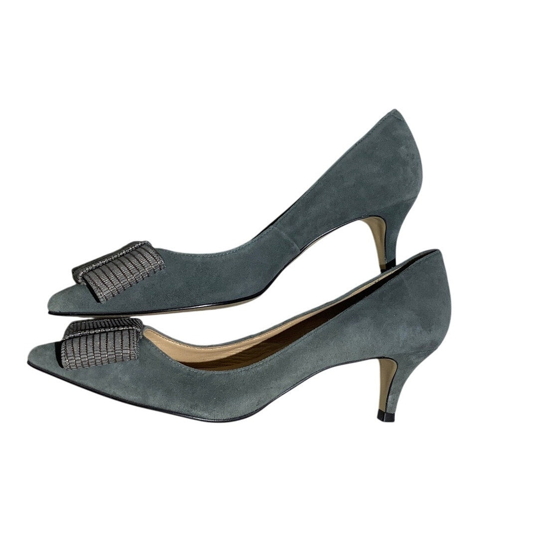 Talbots Gray Leather Bow Heels Women Size 6.5M — Classic, Office, Coquette