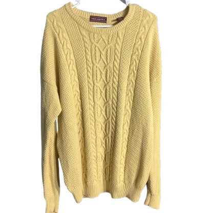 John Ashford Cable Knit Sweater Men’s Large – Classic, 100% Cotton, Crew Neck