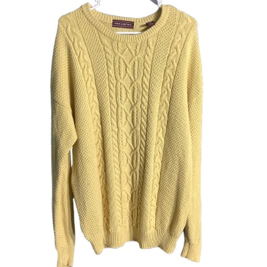 John Ashford Cable Knit Sweater Men’s Large – Classic, 100% Cotton, Crew Neck
