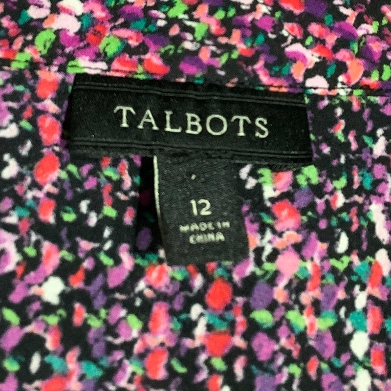 Talbots Multicolor Tweed Print Sleeveless Top, Size 12, Preppy, Vibrant, Classic