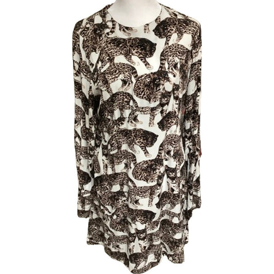 H&M Leopard Print Long Sleeve Dress - Size 8 - Vintage, Boho, Statement